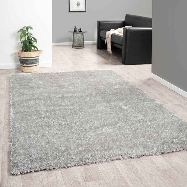 flycarpets Nox Hoopolig Zilver vloerkleed - Effen