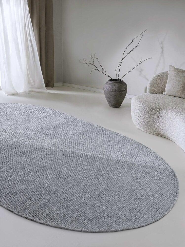Flycarpets Ovaal Wollen Vloerkleed - Francois Grijs