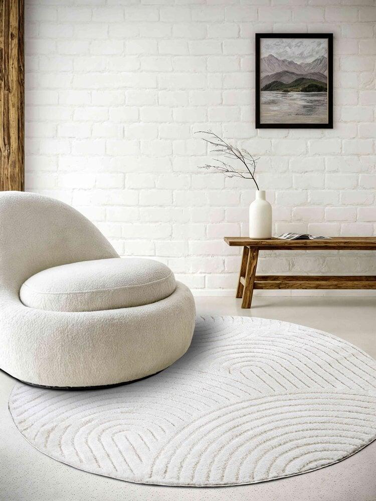 Flycarpets Rond Japandi Vloerkleed - Panglao Crème