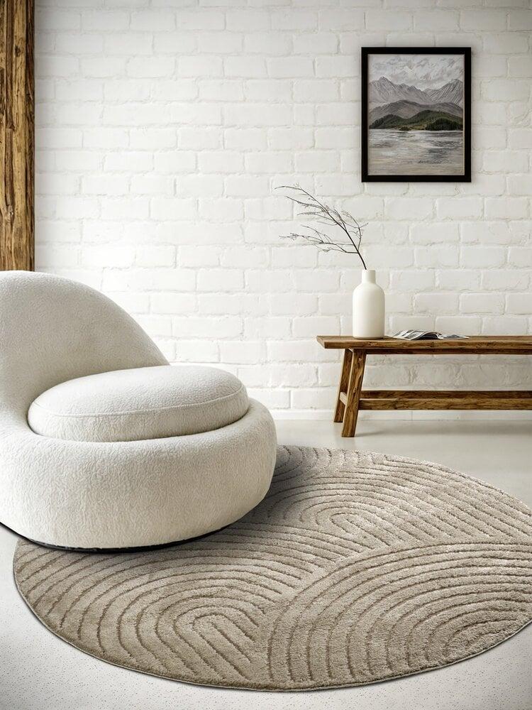 Flycarpets Rond Japandi Vloerkleed - Panglao Taupe