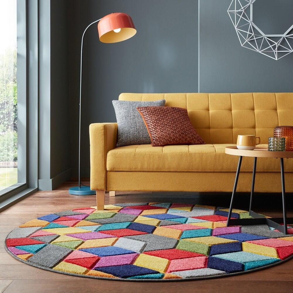 Flycarpets Rond Kleurrijk Vloerkleed - Dynamic Multi