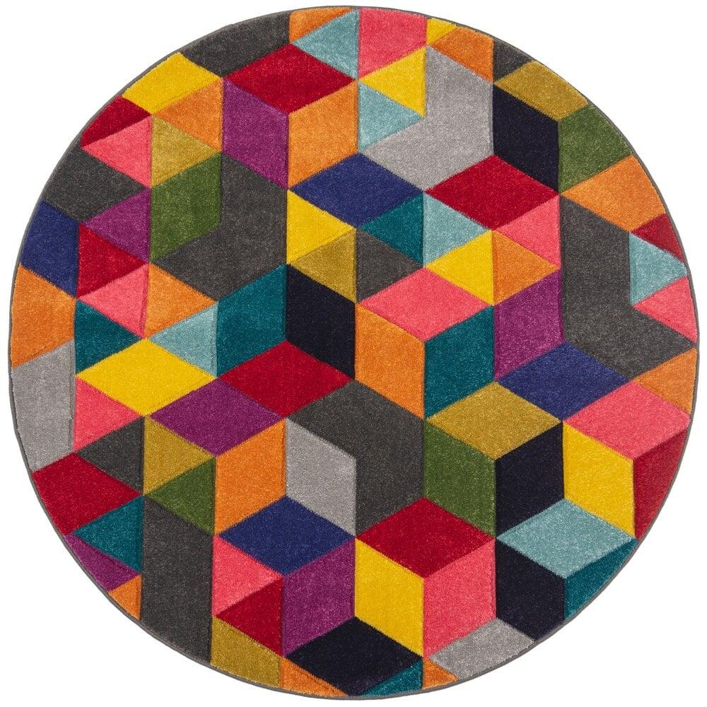 Flycarpets Rond Kleurrijk Vloerkleed - Dynamic Multi