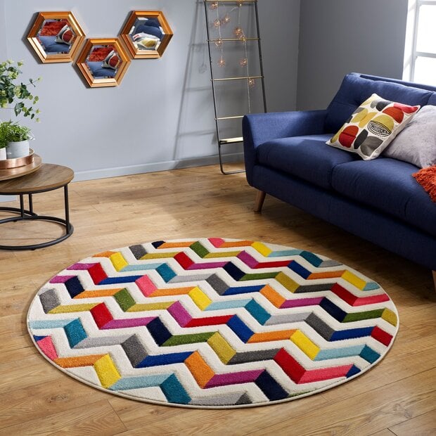 flycarpets Rond Modern vloerkleed - Bolero Kleurrijk