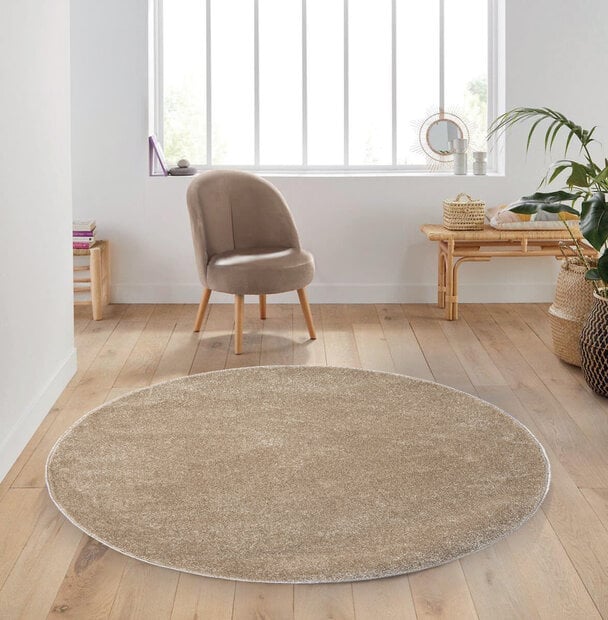 flycarpets Rond Mono vloerkleed - Effen Modern - Beige