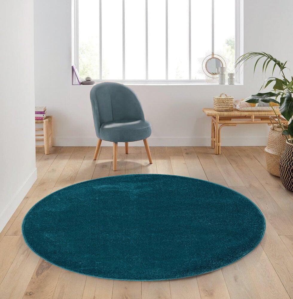Flycarpets Rond Mono Vloerkleed - Effen Modern - Blauw