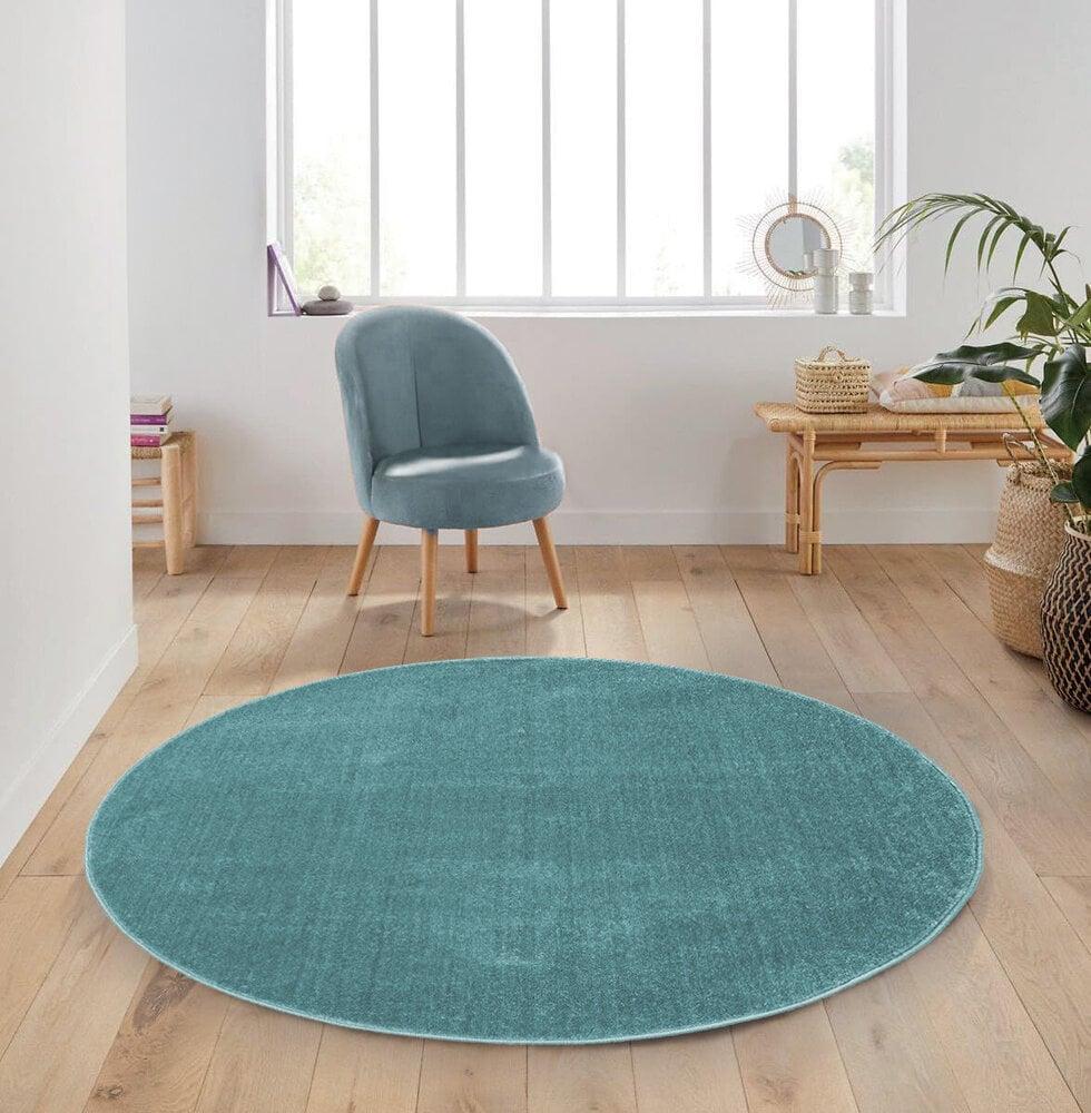 Flycarpets Rond Mono Vloerkleed - Effen Modern - Blauw