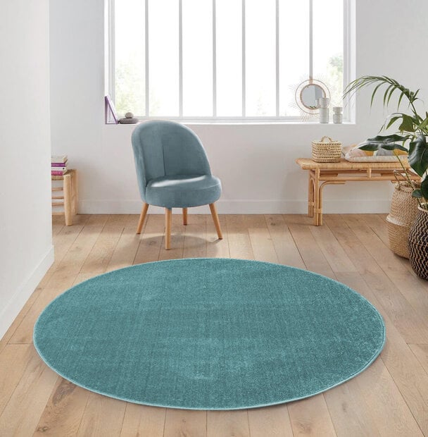 flycarpets Rond Mono vloerkleed - Effen Modern - Blauw