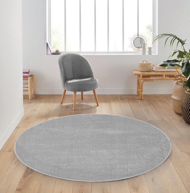 flycarpets Rond Mono vloerkleed - Effen Modern - Grijs