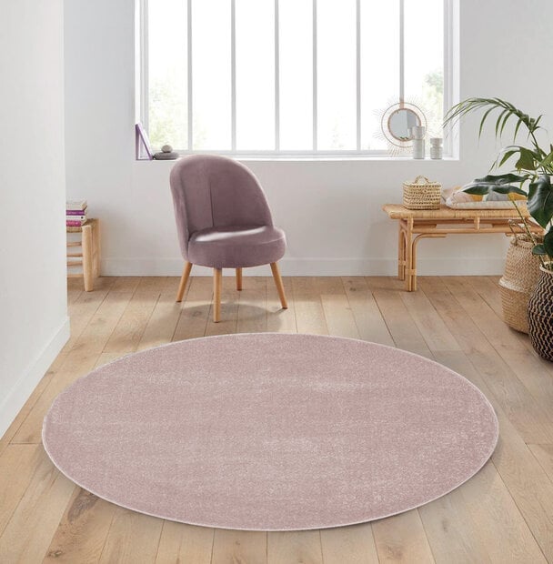 flycarpets Rond Mono vloerkleed - Effen Modern - Roze