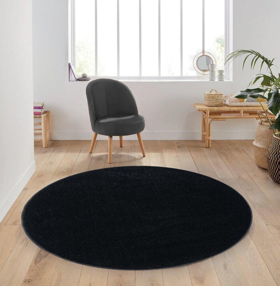 Flycarpets Rond Mono Vloerkleed - Effen Modern - Zwart