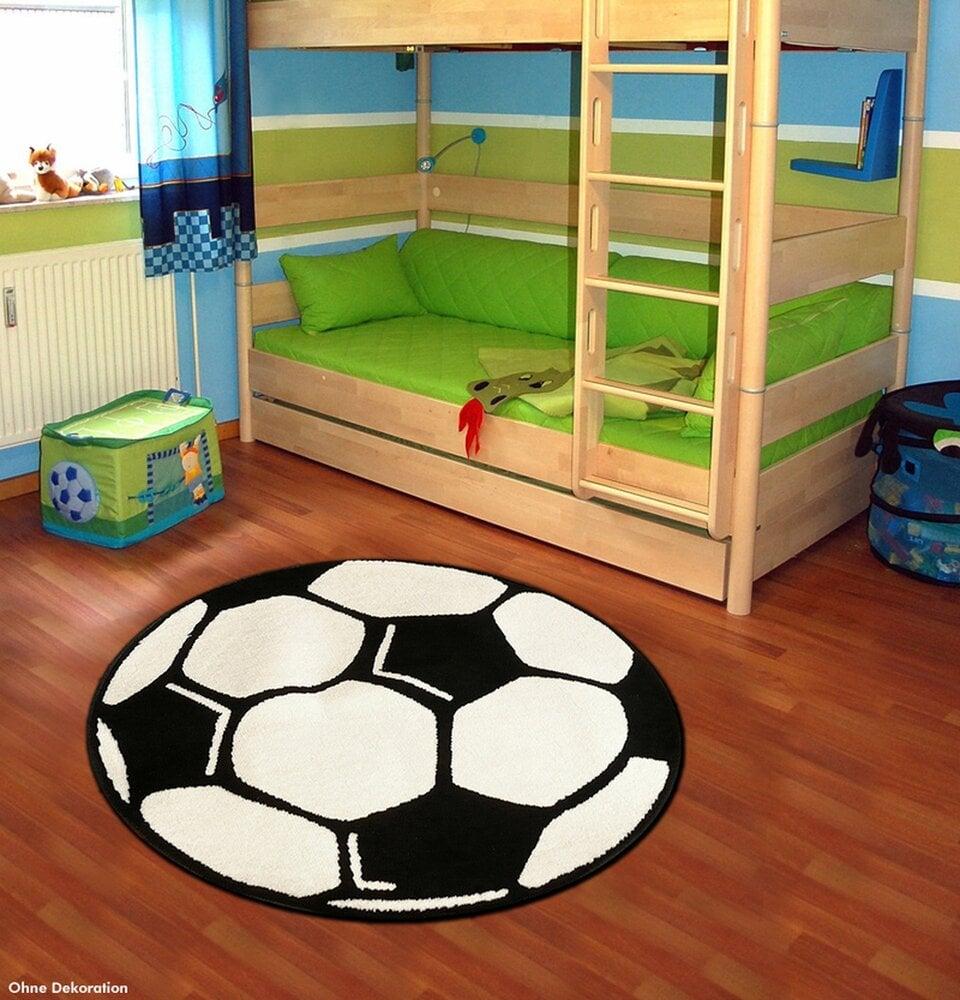 Flycarpets Rond Voetbal Vloerkleed - Zwart/Wit