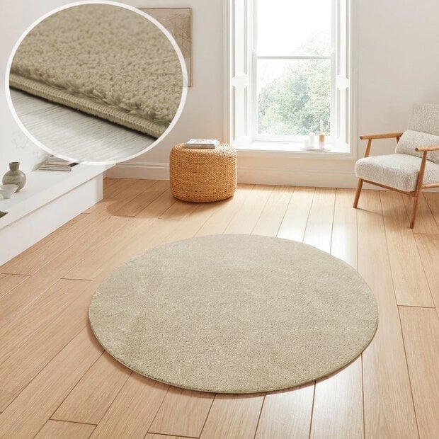 flycarpets Rond Wasbaar vloerkleed - Malaga Beige