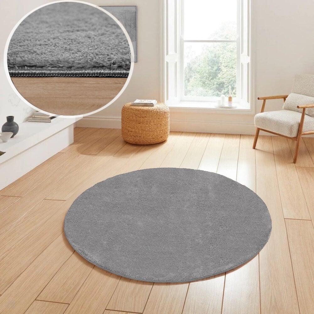 Flycarpets Rond Wasbaar Vloerkleed - Malaga Grijs