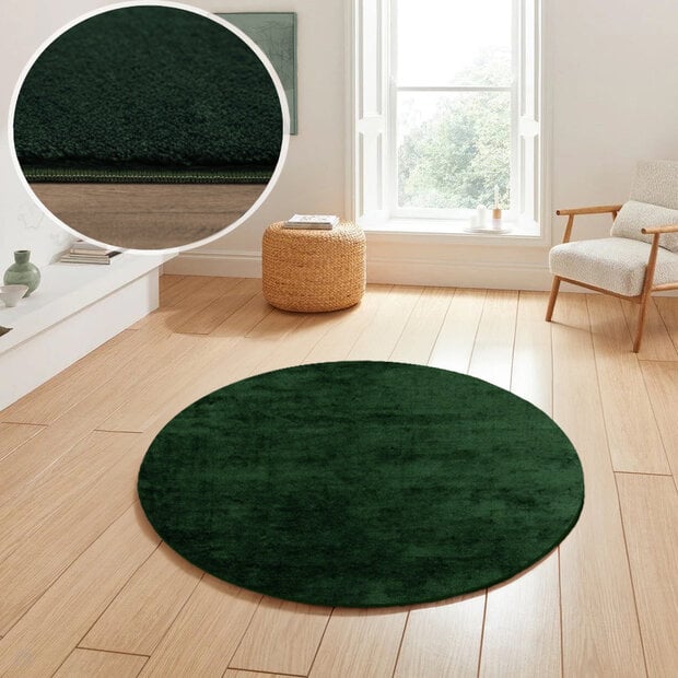 flycarpets Rond Wasbaar vloerkleed - Malaga Groen