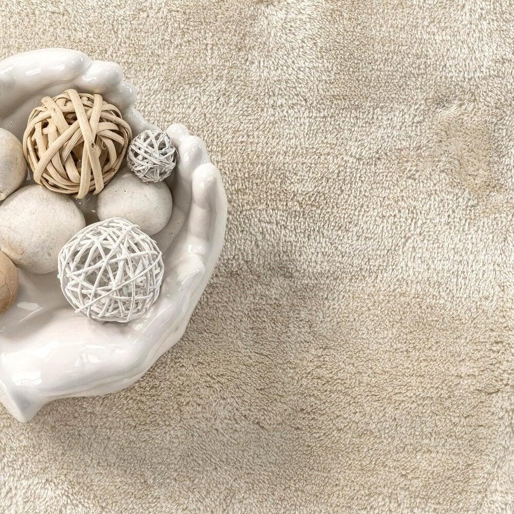 Flycarpets Rond Wasbaar Vloerkleed - Solid Crème