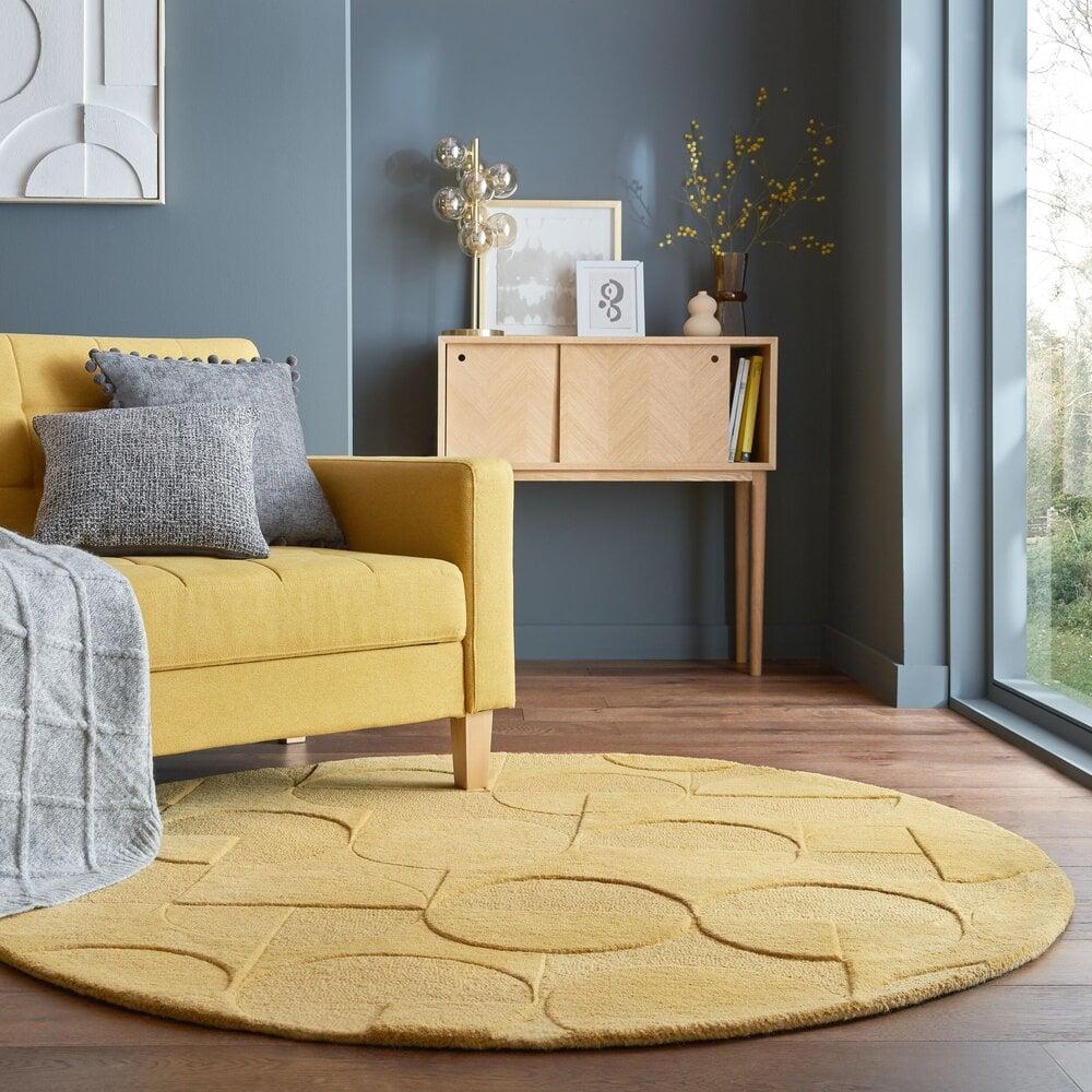 Flycarpets Rond Wollen Vloerkleed - Gigi Okergeel