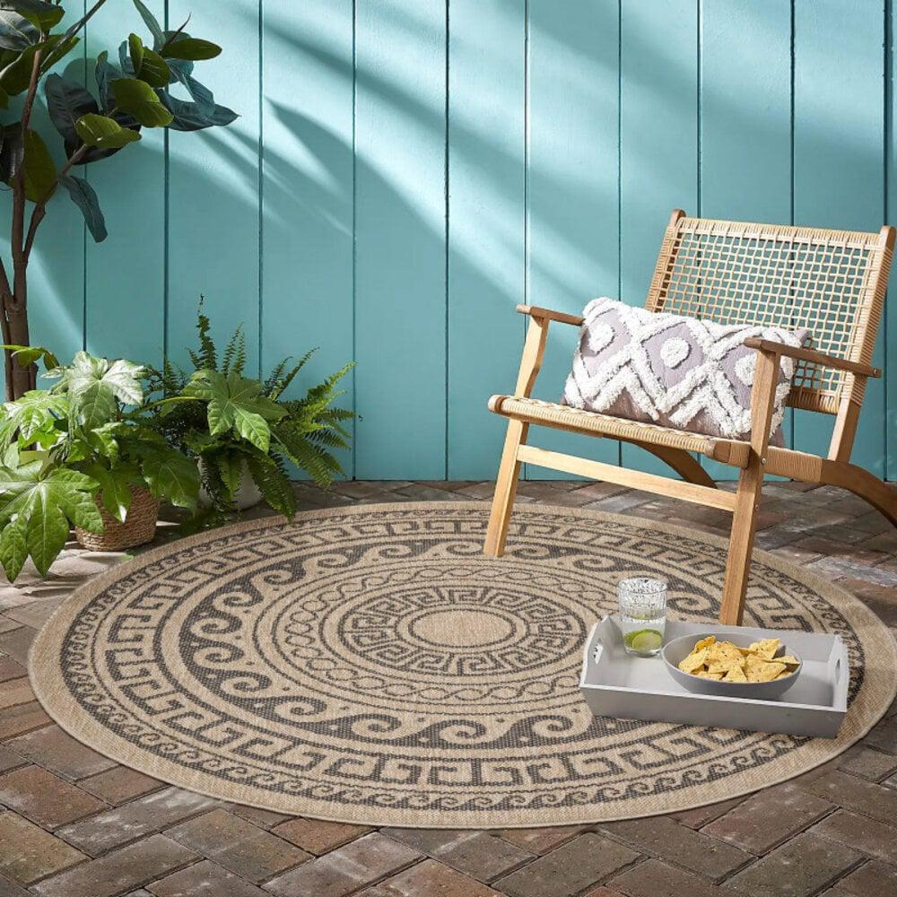 Flycarpets Summit Indoor & Outdoor Beige / Zwart Rond