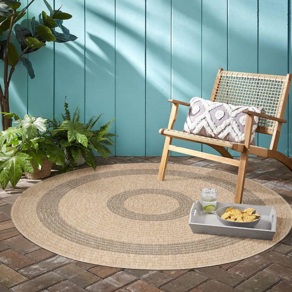Flycarpets Summit Indoor & Outdoor Rond Zwart / Beige