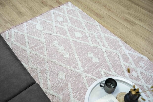 flycarpets Tagena Modern Roze vloerkleed
