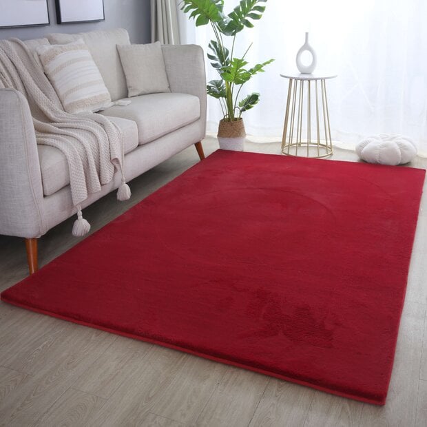 flycarpets Teresa Hoogpolig Fluffy Rood vloerkleed