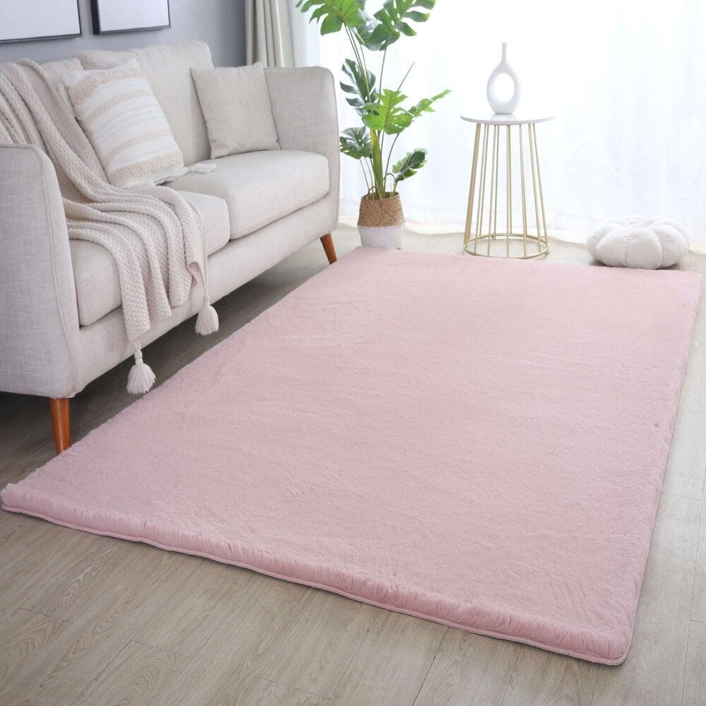Flycarpets Teresa Hoogpolig Fluffy Roze Vloerkleed