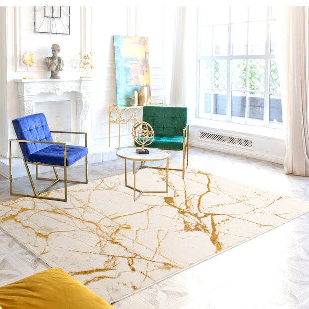 flycarpets Ursula Modern Goud vloerkleed - Designer