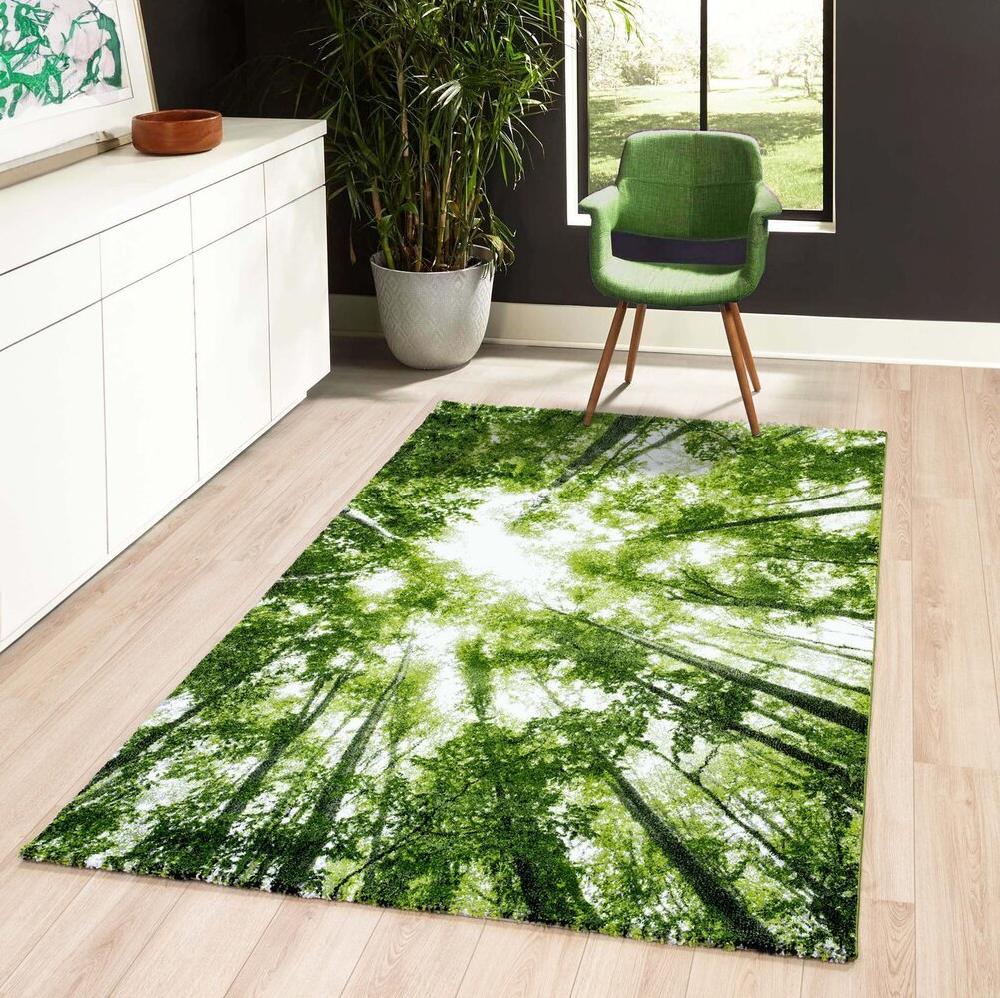Flycarpets Vernazza Modern Groen Vloerkleed - Bomen