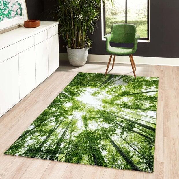 flycarpets Vernazza Modern Groen vloerkleed - Bomen