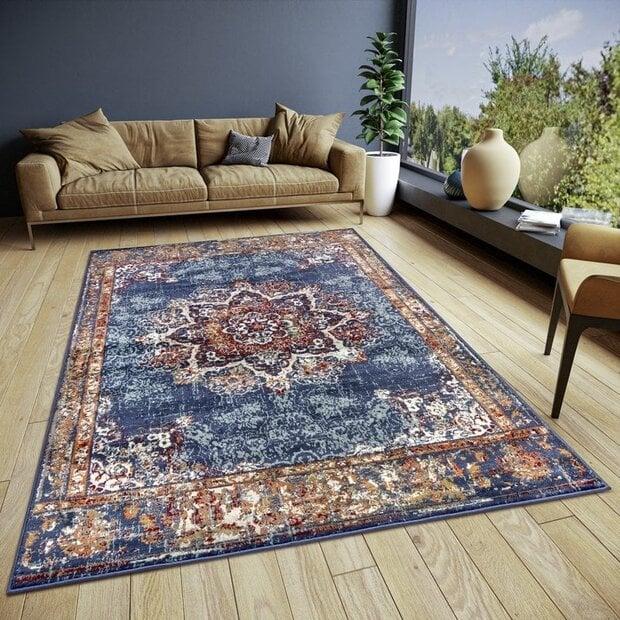flycarpets Vintage vloerkleed - Maderno Blauw / Multi flycarpets Vintage vloerkleed - Maderno Blauw / Multi