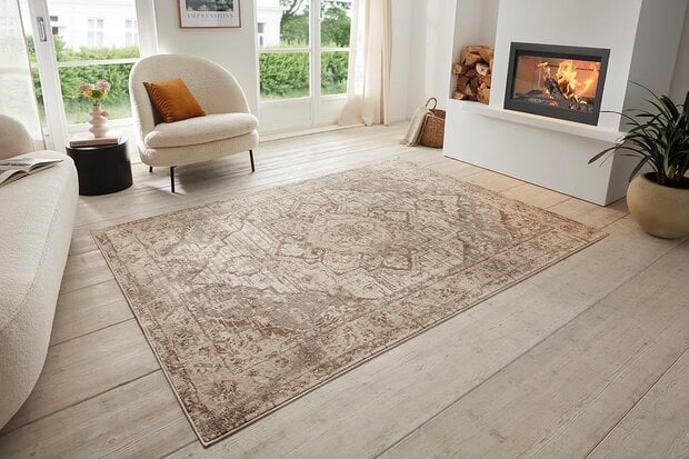 flycarpets Vintage vloerkleed - Sand Beige