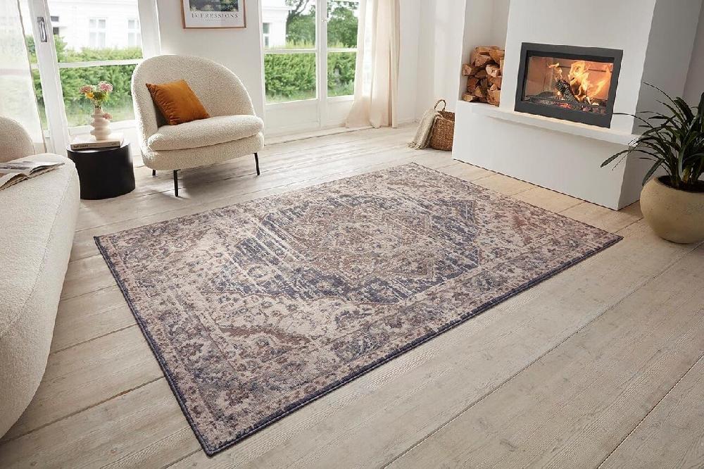 Flycarpets Vintage Vloerkleed - Sand Blauw/Crème