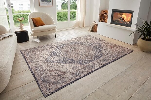 flycarpets Vintage vloerkleed - Sand Blauw/Crème