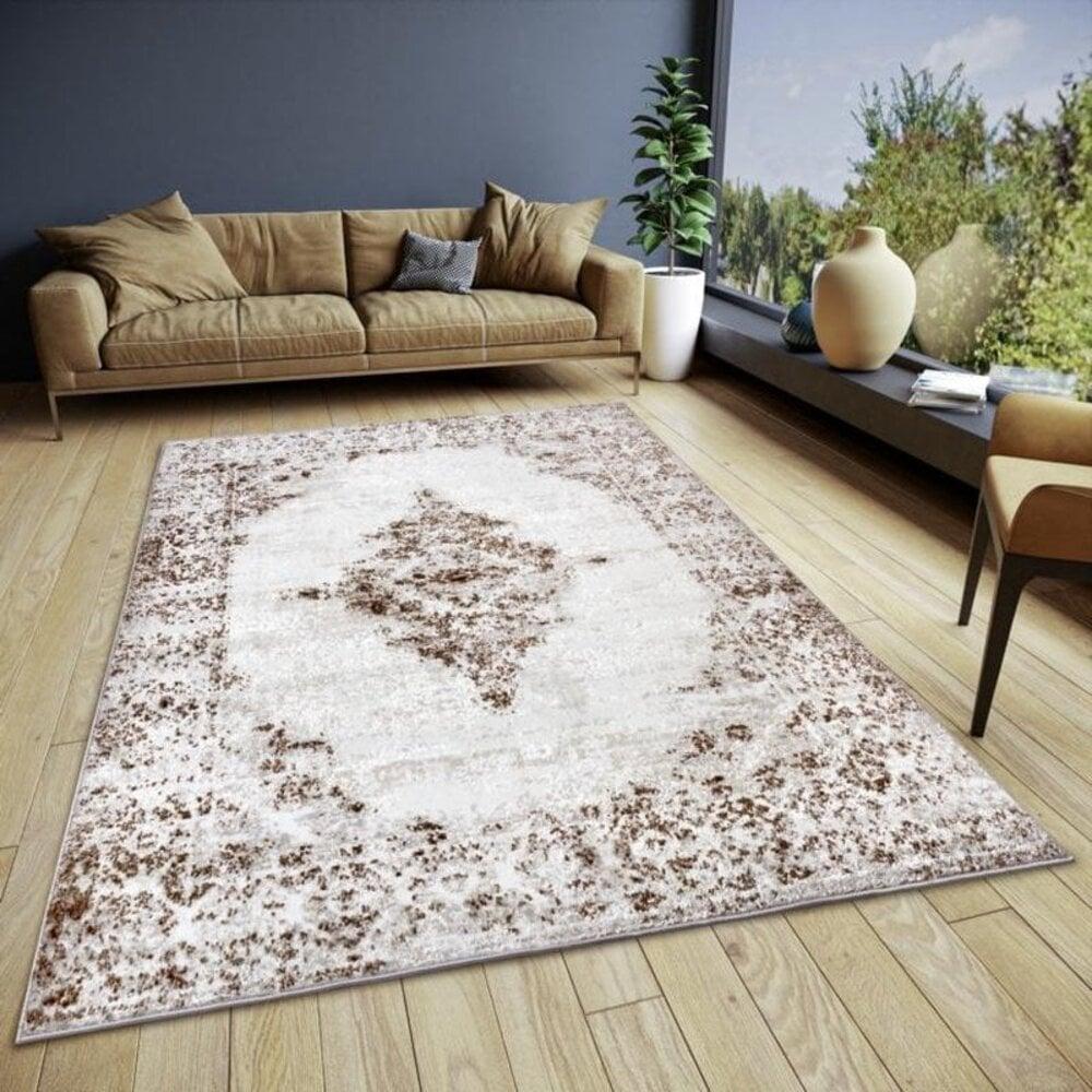 Flycarpets Vintage Vloerkleed - Shine Crème/Bruin