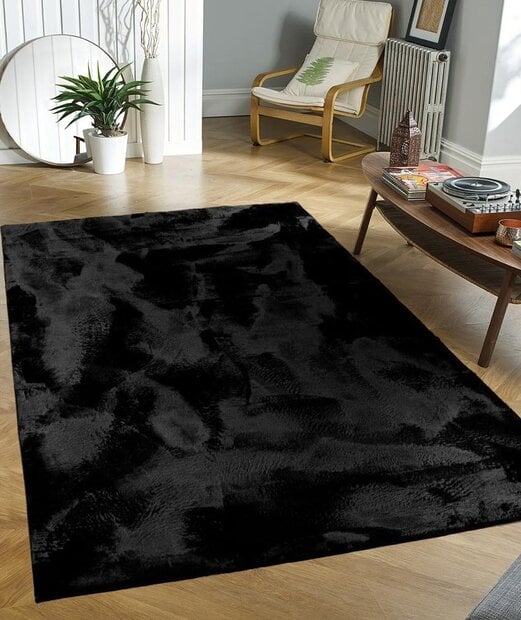flycarpets Wasbaar fluffy vloerkleed - Amalfi Zwart