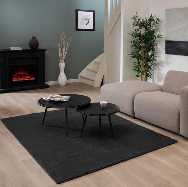 flycarpets Wasbaar vloerkleed - Malaga Zwart