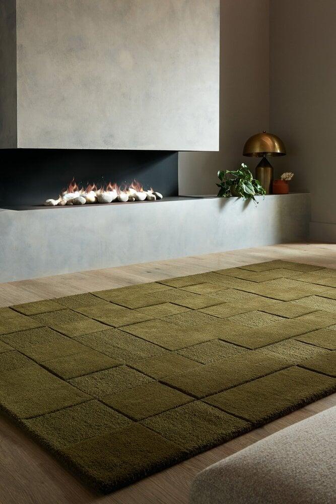 Flycarpets Wollen Vloerkleed - Checkerboard Groen