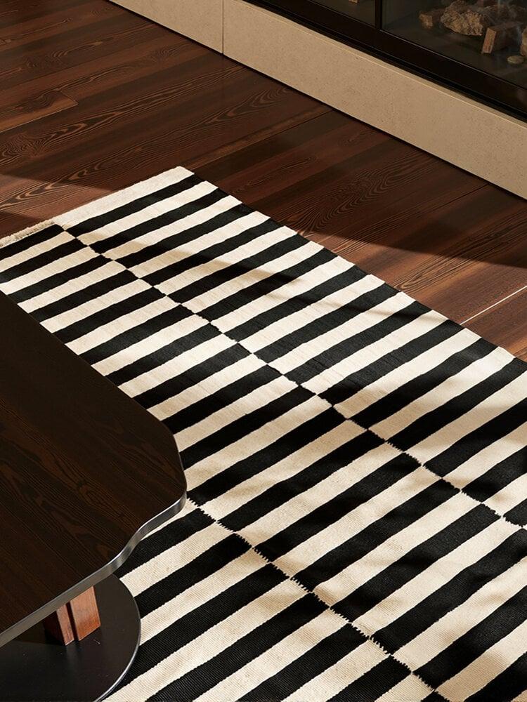 Flycarpets Wollen Vloerkleed - Donna Zwart/Wit