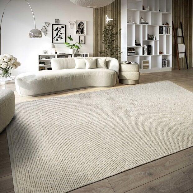flycarpets Wollen vloerkleed - Francois Wit/Crème