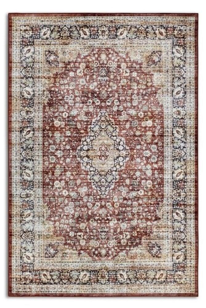 Flycarpets Freundin Home Collection - Asya Laagpolig Vintage Vloerkleed - Rood / Blauw