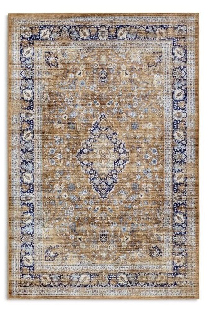 Flycarpets Freundin Home Collection - Asya Laagpolig Vintage Vloerkleed - Koper / Blauw