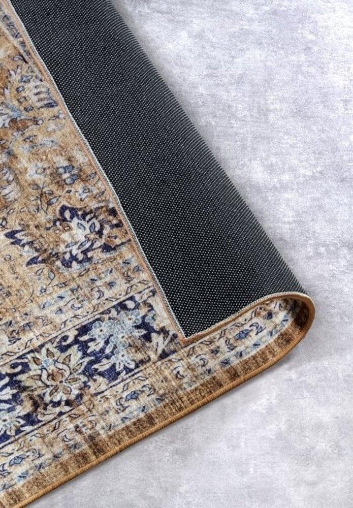 Flycarpets Freundin Home Collection - Asya Laagpolig Vintage Vloerkleed - Koper / Blauw