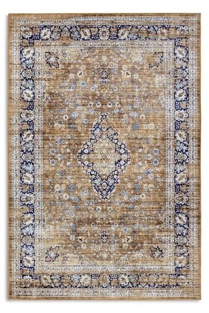 flycarpets Freundin Home Collection - Asya Laagpolig Vintage vloerkleed - Koper / Blauw