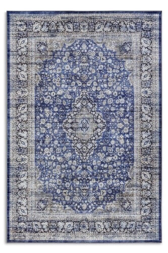 Flycarpets Freundin Home Collection - Asya Laagpolig Vintage Vloerkleed - Donkerblauw / Crème
