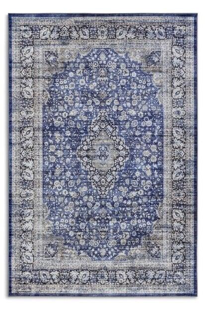 flycarpets Freundin Home Collection - Asya Laagpolig Vintage vloerkleed - Donkerblauw / Crème