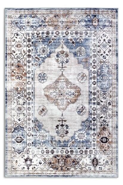 flycarpets Freundin Home Collection - Asya Laagpolig Vintage vloerkleed - Blauw / Koper