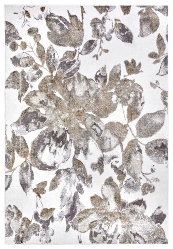 Flycarpets Gebloemd Vloerkleed - Shine Wit/Grijs/Bruin