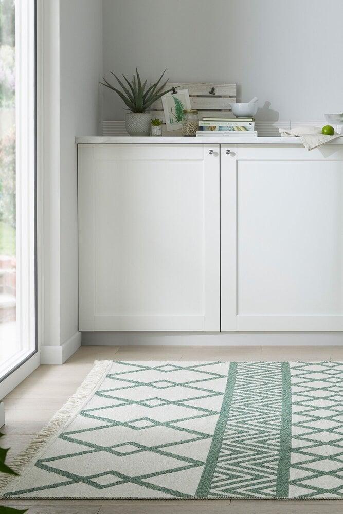 Flycarpets Geometrisch Vloerkleed - Teo Gerecycled Groen/Crème