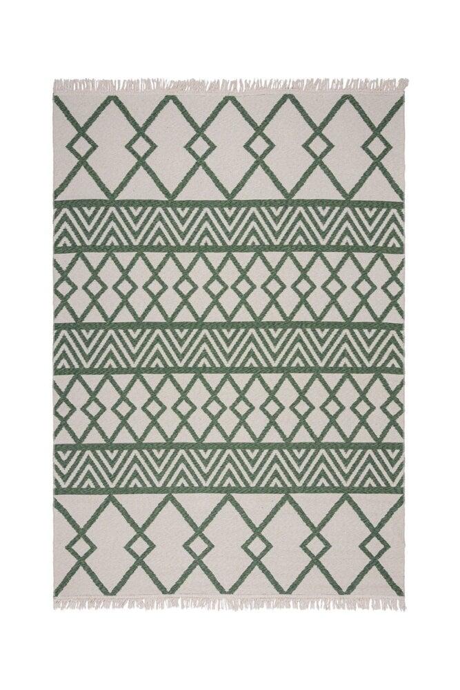 Flycarpets Geometrisch Vloerkleed - Teo Gerecycled Groen/Crème