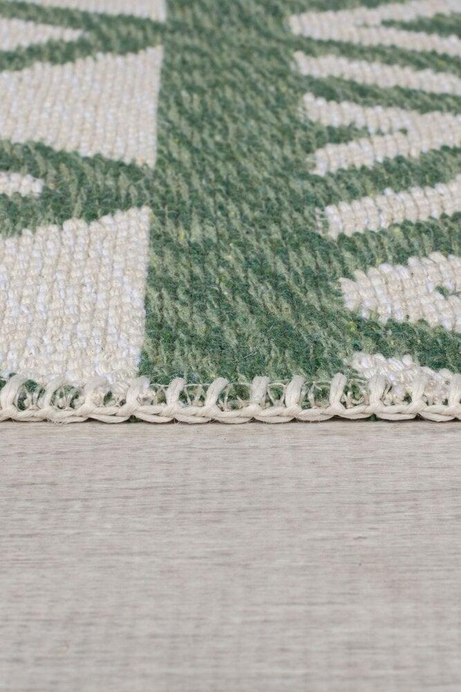 Flycarpets Geometrisch Vloerkleed - Teo Gerecycled Groen/Crème