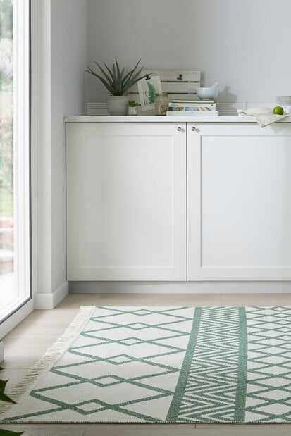 flycarpets Geometrisch vloerkleed - Teo Gerecycled Groen/Crème